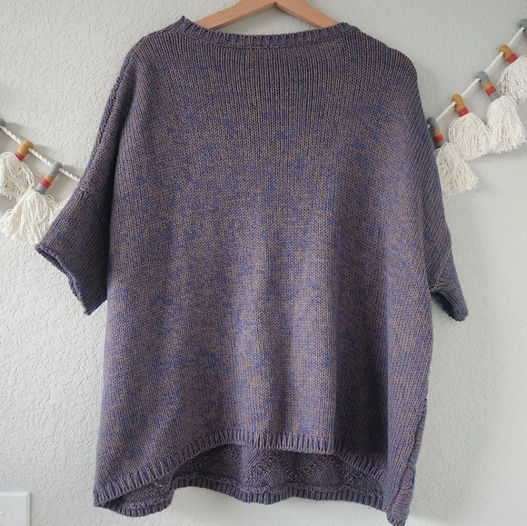 Moth By Anthropologie Gray Diamond Weave Open Knit Sweater Top Boho Cozy Chic SM - Picture 7 of 9